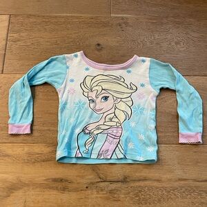 Disney Frozen Long Sleeve Tee Shirt with Elsa Graphic Blue & Pink pajama top 3T